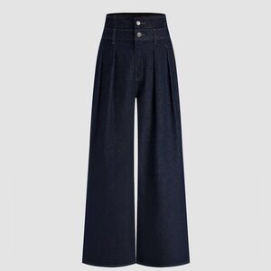 CIDER DOUBLE HIGH RISE SOLID BUTTON WIDE LEG JEANS CC2-1